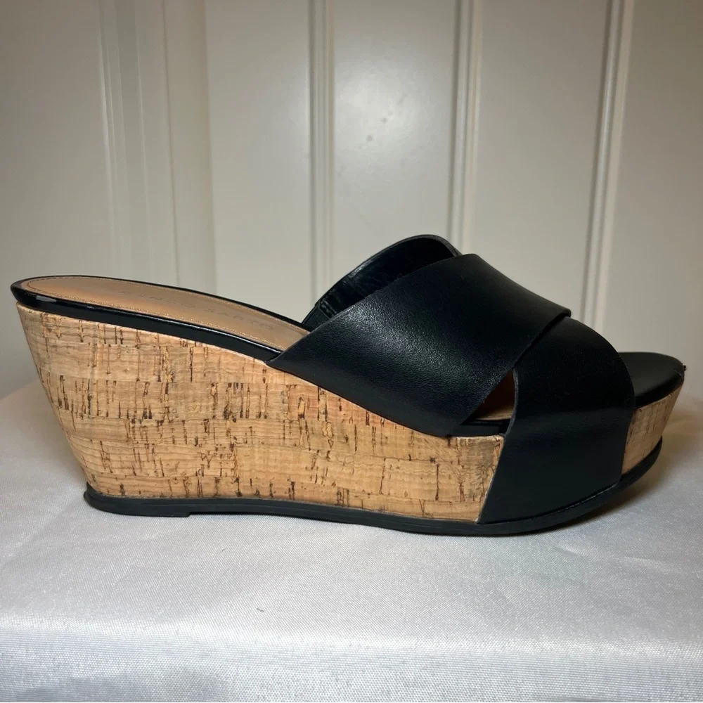 Franco Sarto‎ Women’s Black and Tan Wedge Platform Sandals Size 8M